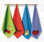 Set de 4 paños cocina estampados – Reutilizables y resistentes al lavado - Surtido Frutas variadas